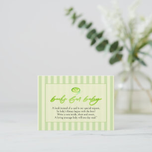 Carte D'accompagnement Rayures Vertes Matcha Livres pour Bébé