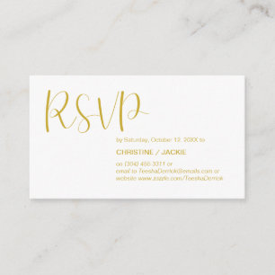 Carte D'accompagnement Réaction RSVP minimale moderne, script Gold