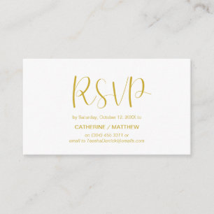 Carte D'accompagnement Réaction RSVP minimale moderne, script Gold