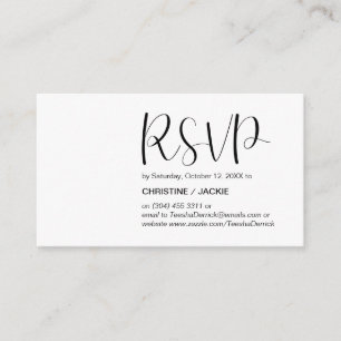 Carte D'accompagnement Réaction RSVP minimale moderne, script noir
