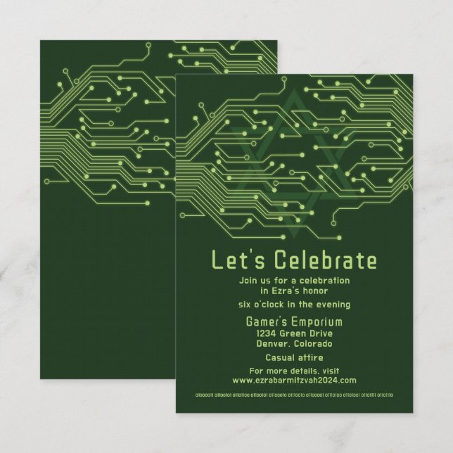 Carte D'accompagnement Réception Bar Mitzvah (Devant / Derrière)