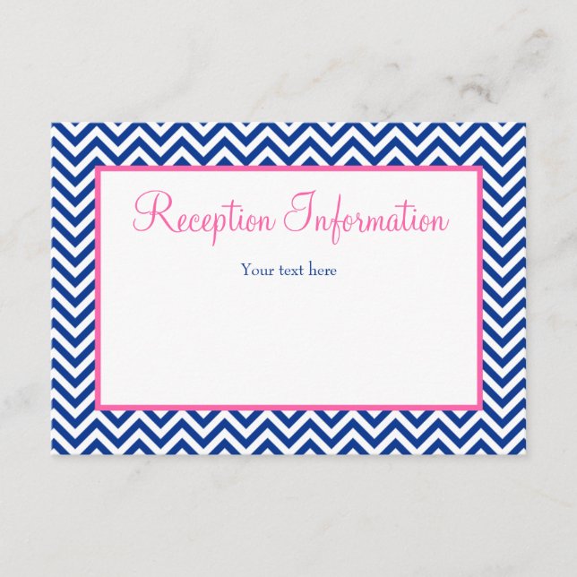 Carte D'accompagnement Réception Bat mitzvah bleu rose de Chevron Navy (Devant)