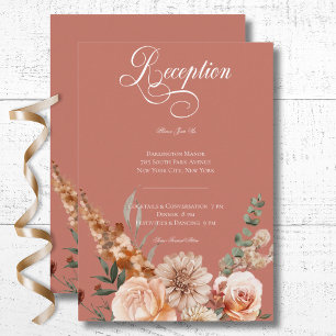 Carte D'accompagnement Réception Boho Peach & Rust Floral Rust