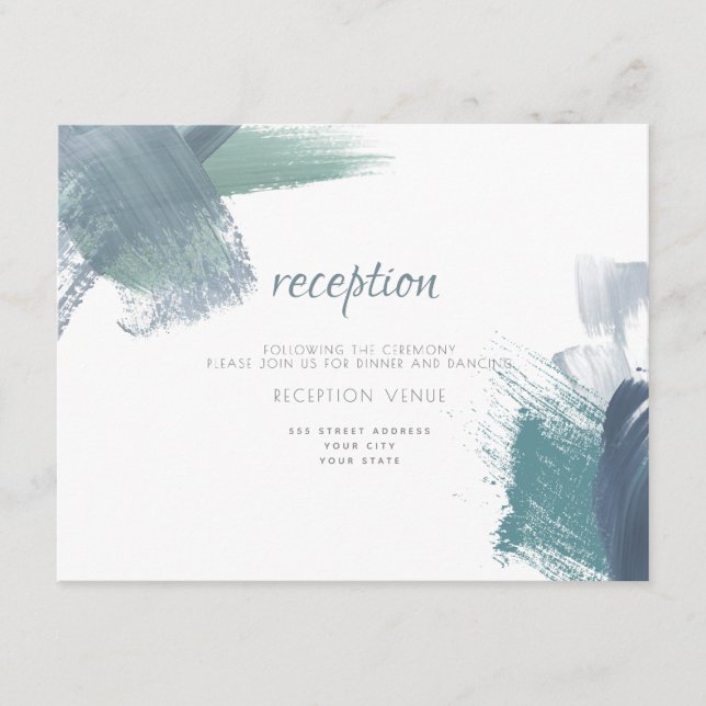 Carte D'accompagnement RÉCEPTION | Brochures bleues chic et moderne Dusty (Devant)