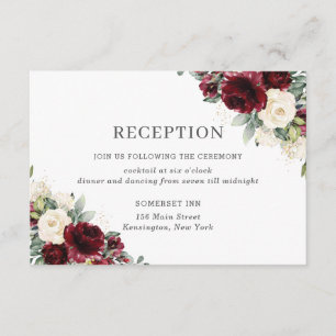 Carte D'accompagnement Réception classique de mariage floral d'ivoire de 