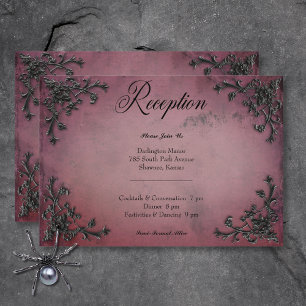 Carte D'accompagnement Réception Coeur Gothique Noir & Bourgogne Filigree