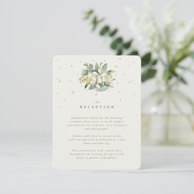 Carte D'accompagnement Réception de bouquet crème Snowberry+Eucalyptus (Debout devant)