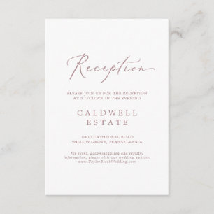 Carte D'accompagnement Réception de calligraphie or Rose délicate