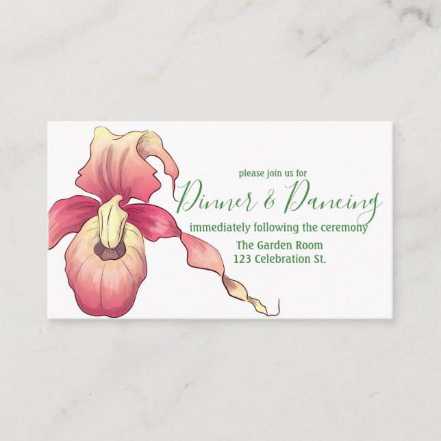 Carte D'accompagnement Réception de l'orchidée rose Lady Slipper (Devant)