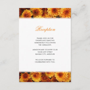 Carte D'accompagnement Réception de mariage aux Chrysanthèmes Orange