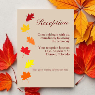 Carte D'accompagnement Réception de mariage aux feuilles d'automne