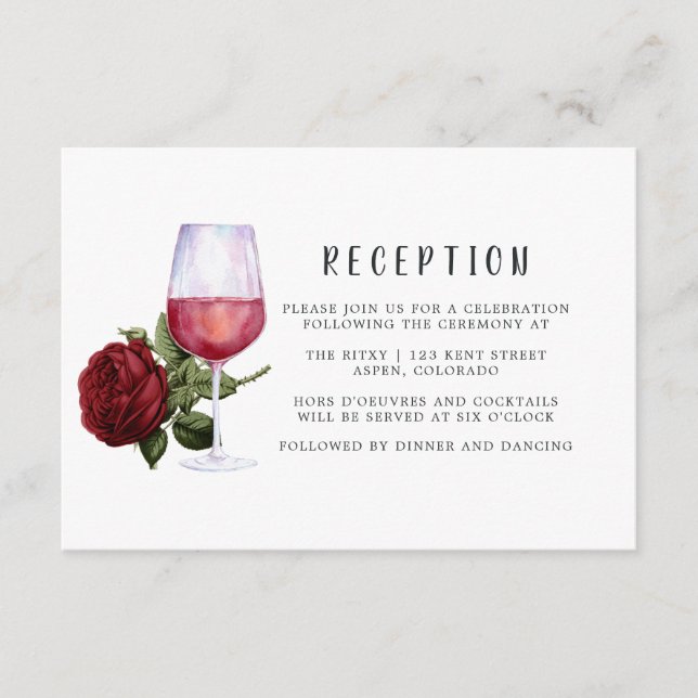Carte D'accompagnement Réception de mariage avec dégustation de vin flora (Devant)