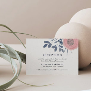 Carte D'accompagnement Réception de mariage avec des coquelicots bleus