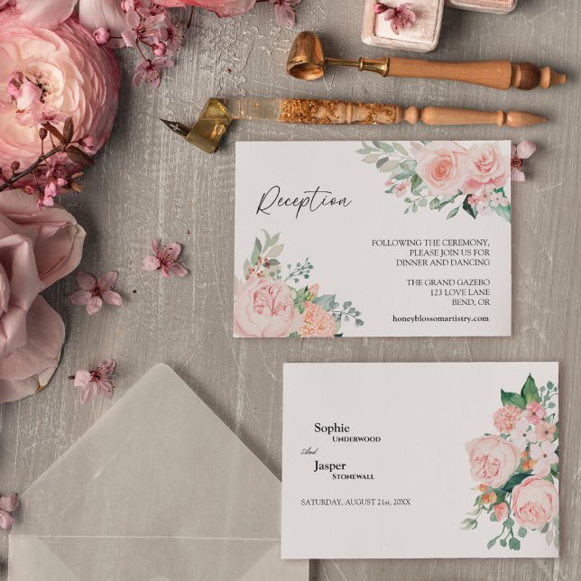 Carte D'accompagnement Réception de mariage blanc flou (Créateur téléchargé)