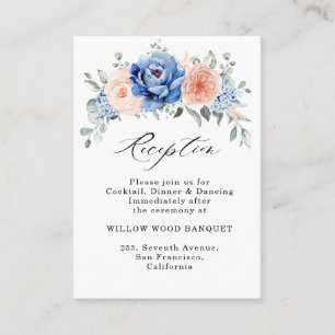 Carte D'accompagnement Réception de mariage bleu bleu ardoise Dusty rose 