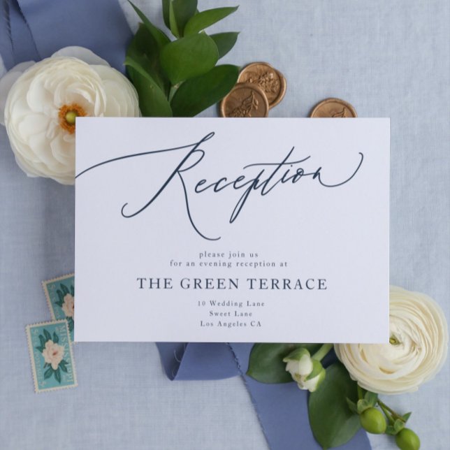 Carte D'accompagnement Réception de mariage bleu de la Marine traditionne (Créateur téléchargé)