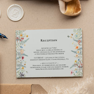 Carte D'accompagnement Réception de mariage bleu Dusty Fleur sauvage simp