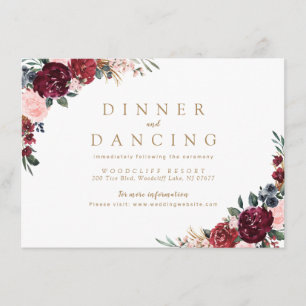 Carte D'accompagnement Réception de mariage boho rustique et fleurie en B