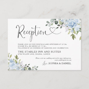 Carte D'accompagnement Réception de mariage botanique bleu doux