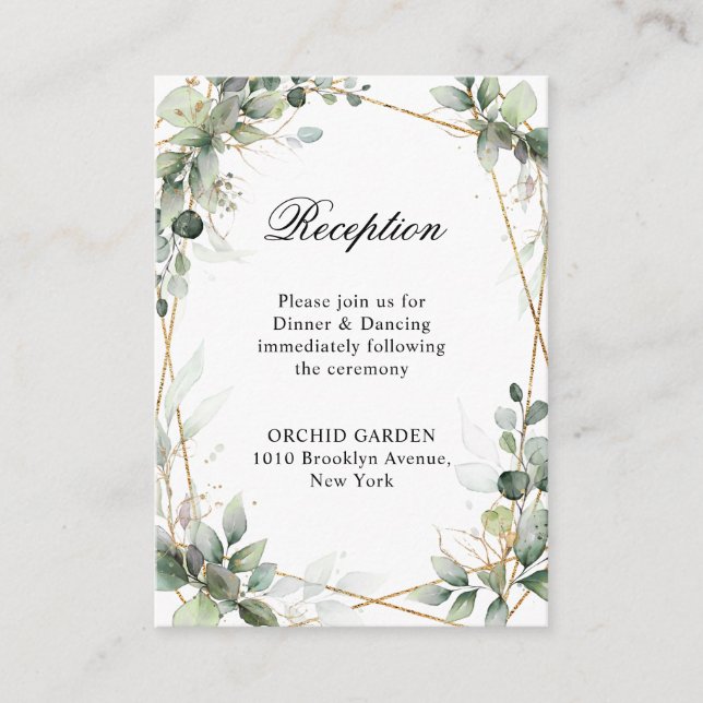 Carte D'accompagnement Réception de mariage botanique de verdure d'eucaly (Devant)