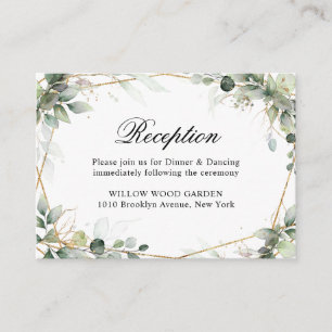 Carte D'accompagnement Réception de mariage botanique Eucalyptus Greenery