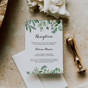 Carte D'accompagnement Réception de mariage botanique Eucalyptus vert