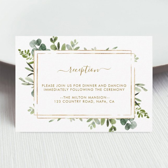 Carte D'accompagnement Réception de mariage Botanique Gold (Créateur téléchargé)