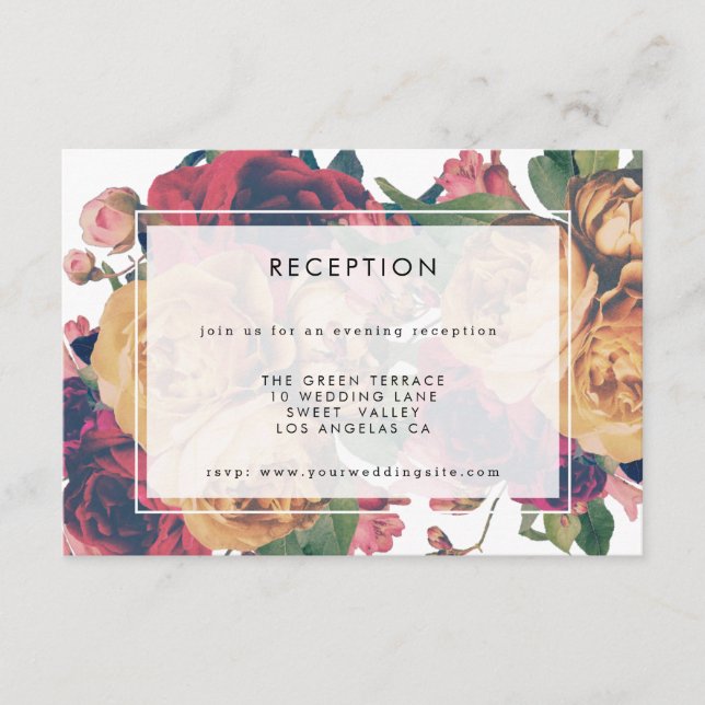 Carte D'accompagnement Réception de mariage botanique moderne (Devant)