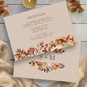 Carte D'accompagnement Réception de mariage botanique terracotta Taupe au