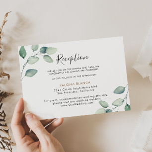 Carte D'accompagnement Réception de mariage classique en vert Feuille
