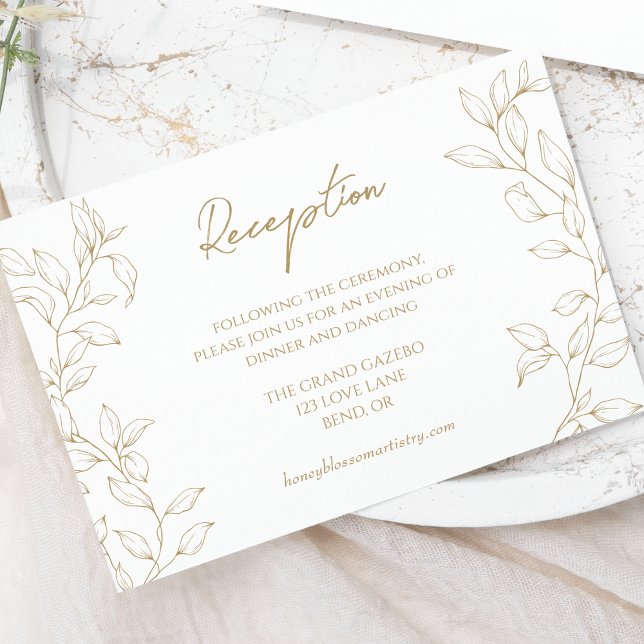 Carte D'accompagnement Réception de mariage classique Gold Green (Créateur téléchargé)