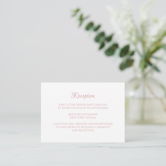 Carte D'accompagnement Réception De Mariage Classique Regency Rose Cameo (Debout devant)