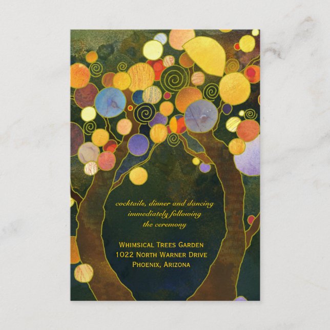 Carte D'accompagnement Réception De Mariage D'Arbre Romantique (Devant)