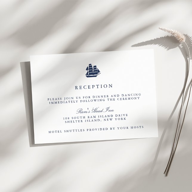 Carte D'accompagnement Réception de mariage de la marine nautique et du n (Créateur téléchargé)