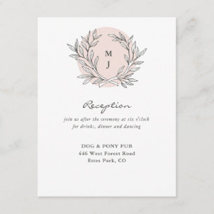 Carte D'accompagnement Réception de mariage de Monogramme rustique rousse
