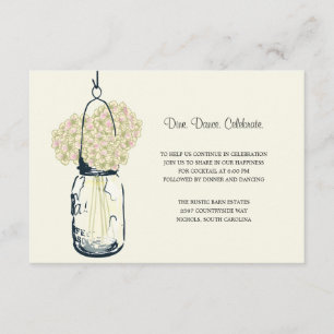 Carte D'accompagnement Réception de mariage de pot d'hortensia et de