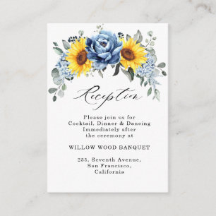 Carte D'accompagnement Réception de mariage de Sunflower Dusty Blue Slate