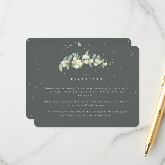 Carte D'accompagnement Réception de mariage des tiges de canneberge verte (Devant/Arrière en situation)