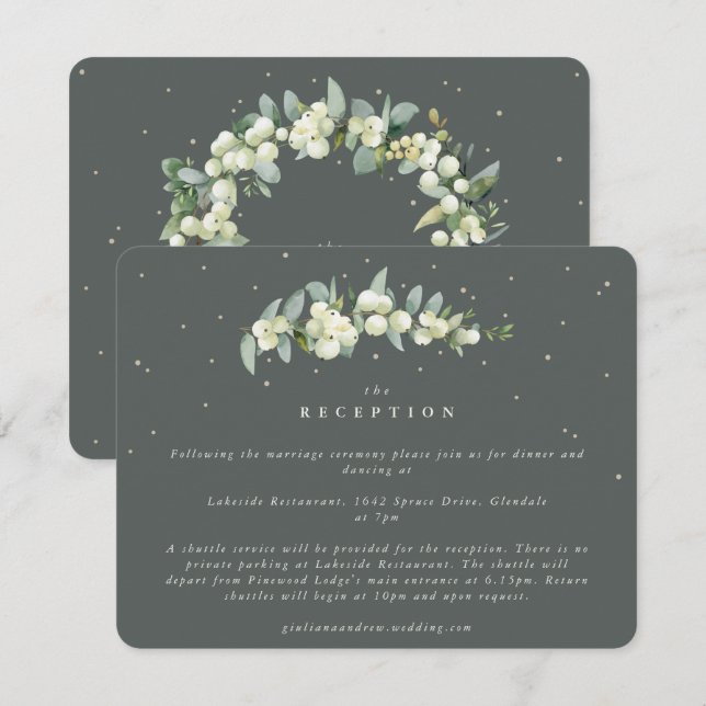 Carte D'accompagnement Réception de mariage des tiges de canneberge verte (Devant / Derrière)