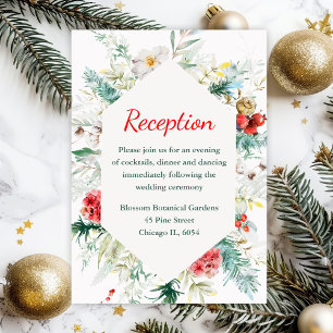 Carte D'accompagnement Réception de mariage d'hiver à la verdure florale