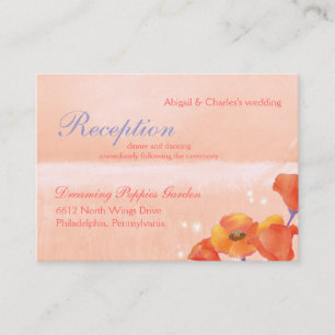 Carte D'accompagnement Réception de mariage du coquelicot ou registre nup
