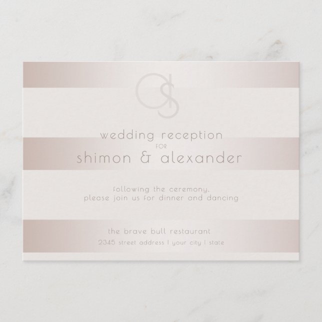 Carte D'accompagnement Réception de mariage | Élégant Moderne Rose Pâle P (Devant)