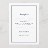 Réception de Mariage Élégant Script Bleu Marine Cl
