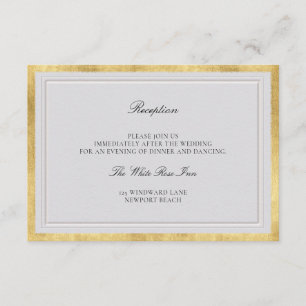 Carte D'accompagnement Réception de mariage élégante en ivoire faux or cl