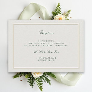 Carte D'accompagnement Réception de mariage élégante et verte classique é