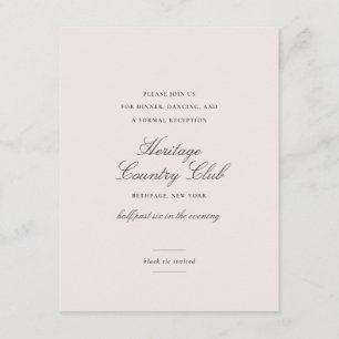 Carte D'accompagnement Réception De Mariage Élégante Rose Vierge