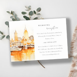 Carte D'accompagnement Réception de mariage élégante sur la skyline de Na