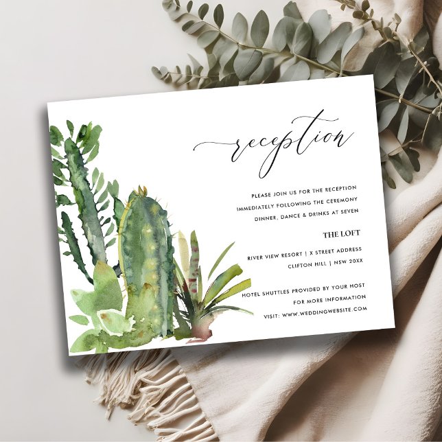 CARTE D'ACCOMPAGNEMENT RÉCEPTION DE MARIAGE EN COULEUR D'EAU DESERT CACTI (Créateur téléchargé)
