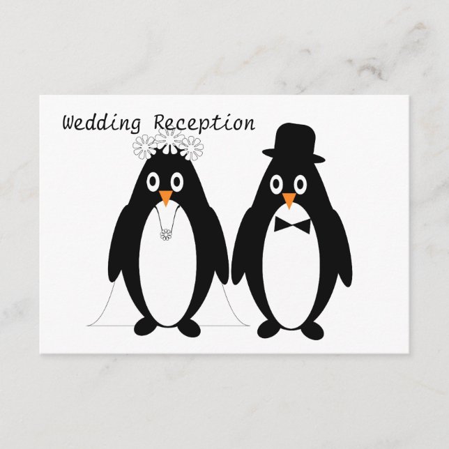 Carte D'accompagnement Réception de mariage en design de pingouin (Devant)