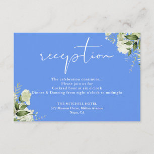 Carte D'accompagnement Réception de mariage en écriture verdure bleu barb